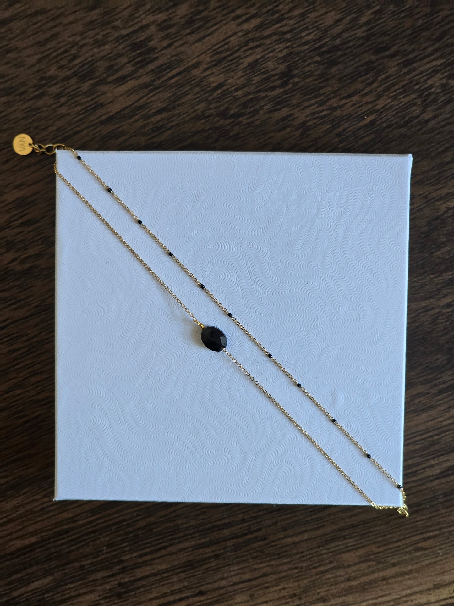 Double Row Steel Bracelet with Fine Black Onyx Stone