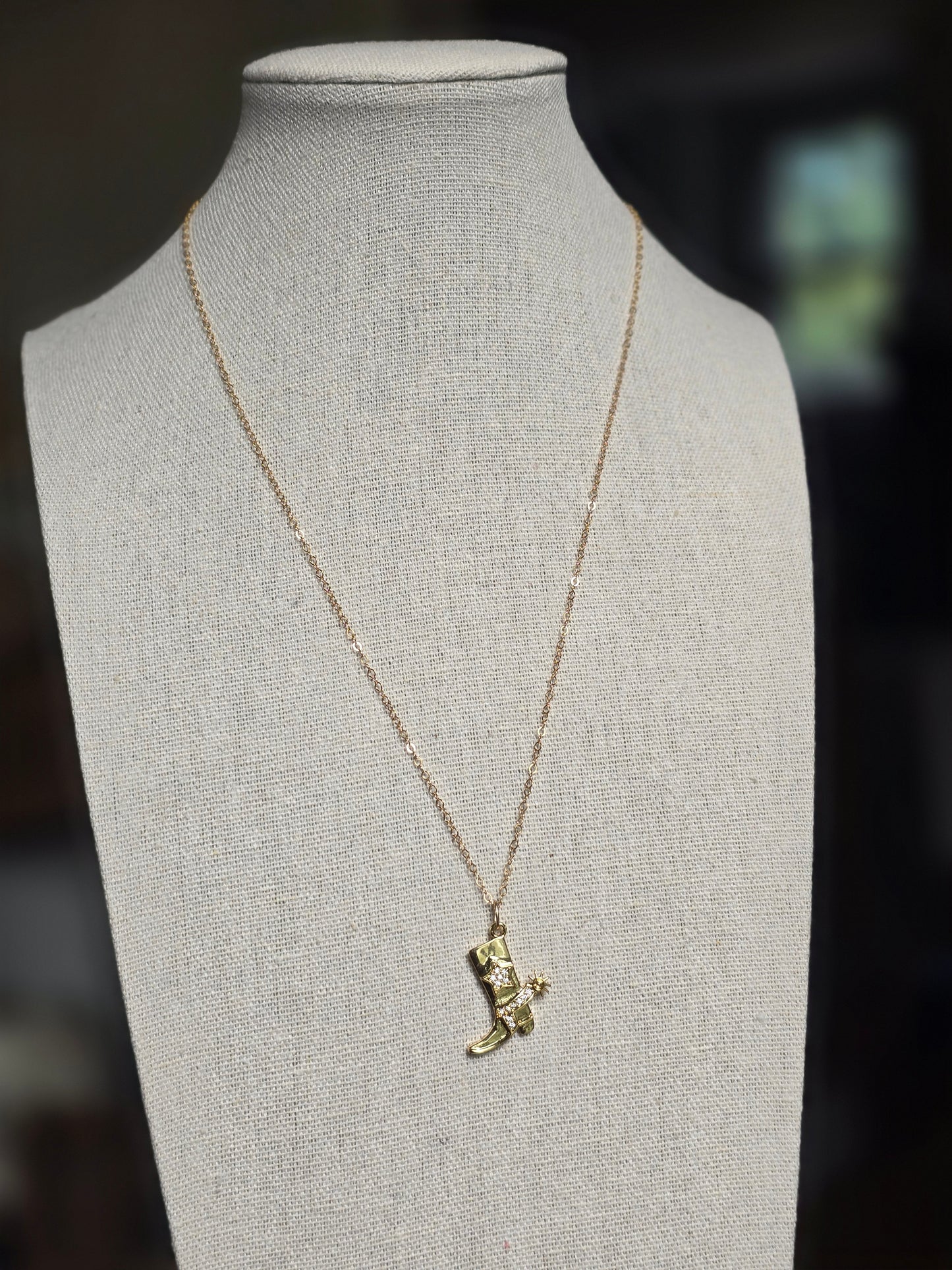 Cowboy Boot Pendant Necklace