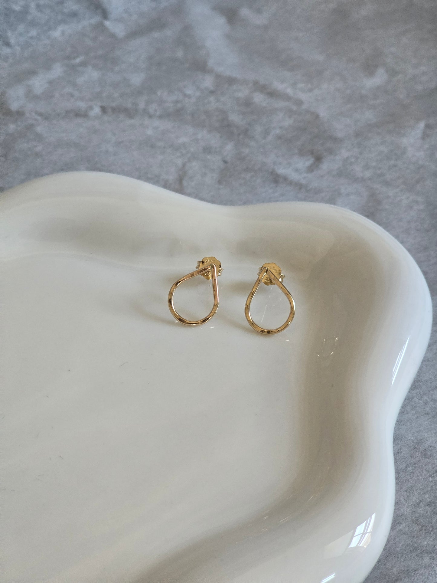 Hammered Teardrop Stud Earrings