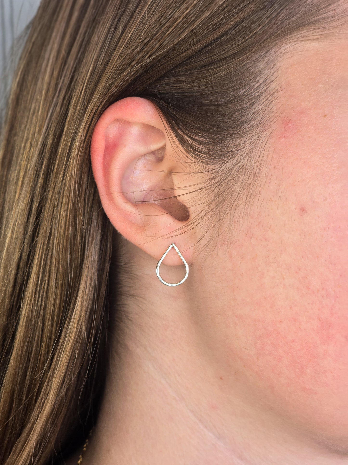 Hammered Teardrop Stud Earrings